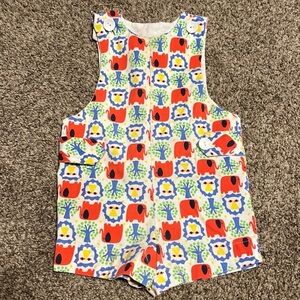 Vtg 60s Goodlord Tailored short overalls Elephant Red white blue 12M
